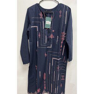 Beechtree Embroidered Shirt Navy Btw20 Size 10 Women Dress